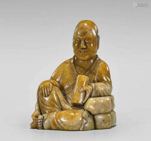 Impressive Chinese Carved Shoushan Seated Figure.