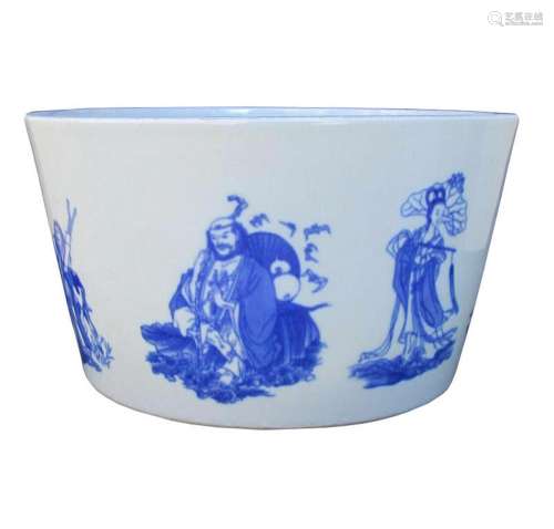 Chinese Handmade Blue & White 8 Immortals Painting Porce...
