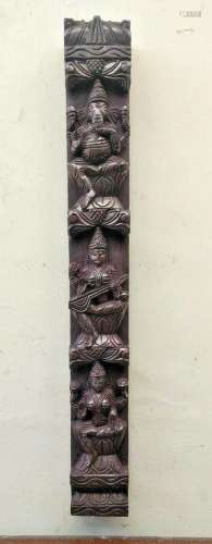 Hindu Ganesh Wall Vertical Wooden Panel Vintage Lekshmi Sara...