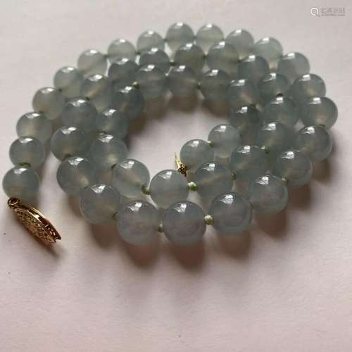 antique 20 inch necklace JADEITE/ jade ICE BLUE translucent ...