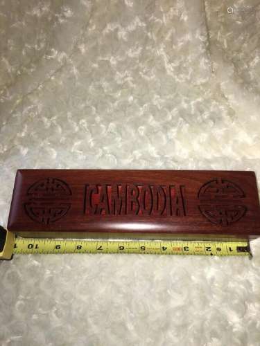 Wood Box With Qing Dynasty Symbol And The Words Cambodia Cut...