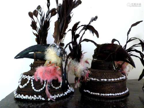 Paire De Coiffes De Mariage Ifugao Philippines Début XX