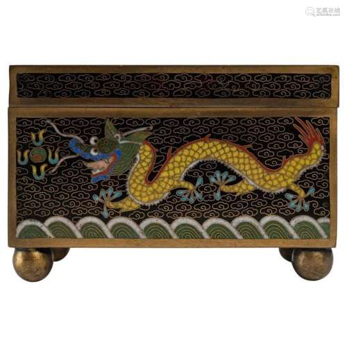 Coffret En Métal Décoré d'Emaux Cloisonnés