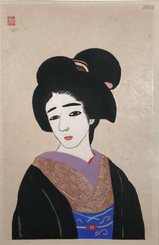 Estampe Japonaise d'Asahi Masahide : Une Beauté