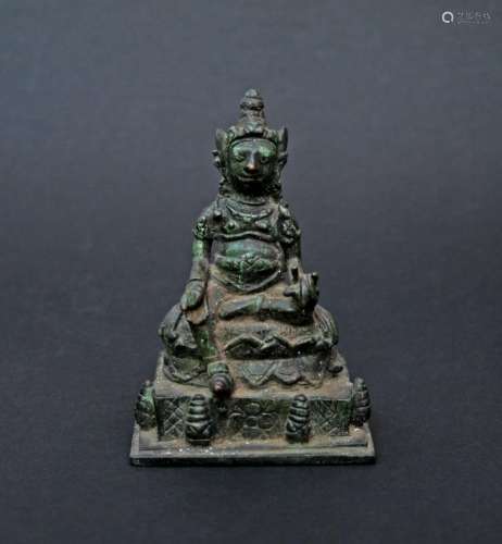 Bronze Javanais Antique Kubera Jambhala Dieu De Richesse Bou...