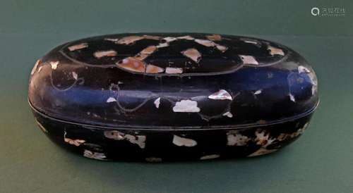 Antique Chinese Korean Japanese Lacquer Mop Inlaid Box Chine...