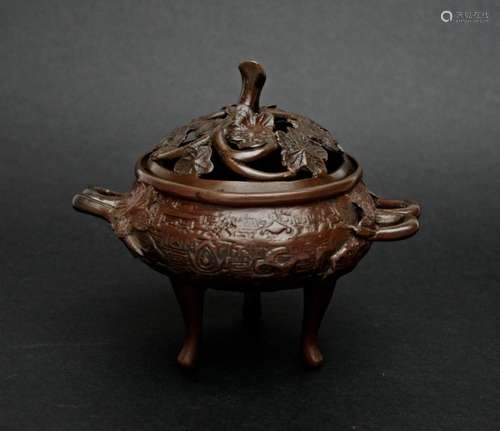 Antique Chinese Bronze Incense Burner Chine Brule Parfum