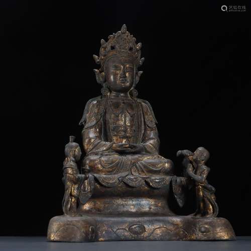 Copper and gold guanyin furnishing articlesSpecification: hi...