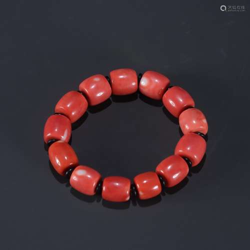 Old coral barrel bead stringSpecification: bead diameter 1.2...