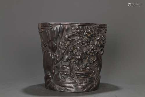 "Four brush pot - rosewood" three fairy drunk"...