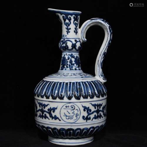 Blue and white flower pot, zhengde 29 cm high 17 cm in diame...