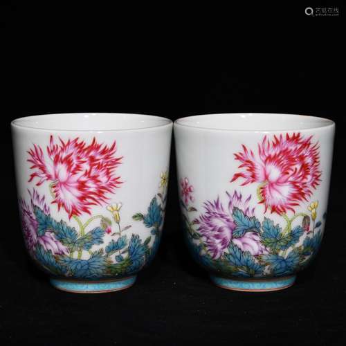 Pastel poppy pattern cup, 7.1 cm diameter 7 cm high,