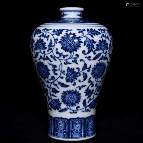 Blue and white tie up lotus flower grain mei bottles, 12 cm ...