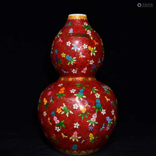 Wire inlay enamel bottle gourd, 47.8 cm diameter 28 cm high,