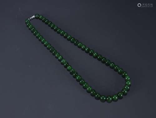 Jade round pearl necklaceSpecification: bead diameter 0.75 c...