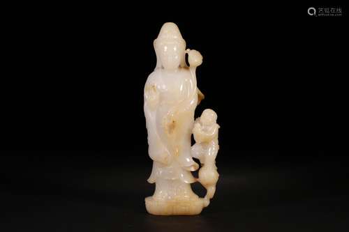 Furnishing articles, hotan jade the boy worship goddess of m...