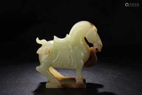 Horse: hetian jade belt ooze furnishing articles11 cm long, ...