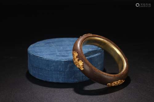 : "Chen xiang" gold inlaid flower grain braceletsO...