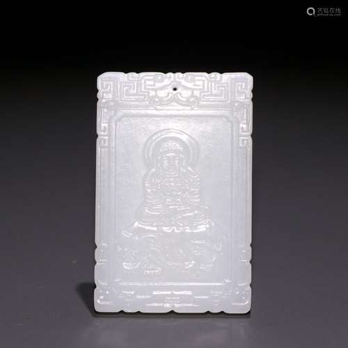 Hotan white jade carving samantabhadra bodhisattva, brandSpe...