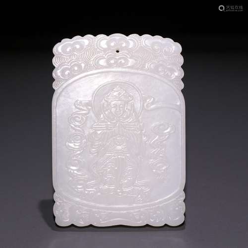 Night of hotan jade carving WeiTuo statuesSpecification: lon...