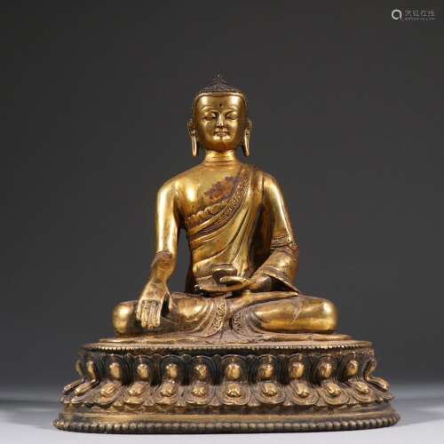 Copper and gold Buddha had cave.Specification: high 20.5 cm ...