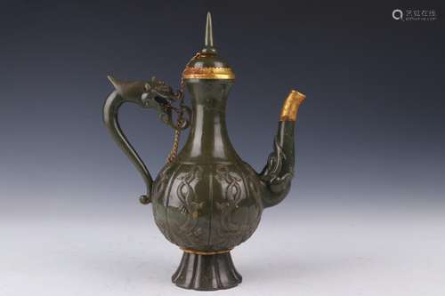 Hetian jade dragon ewer21 cm wide and 12.5 cm high 30 cm lon...