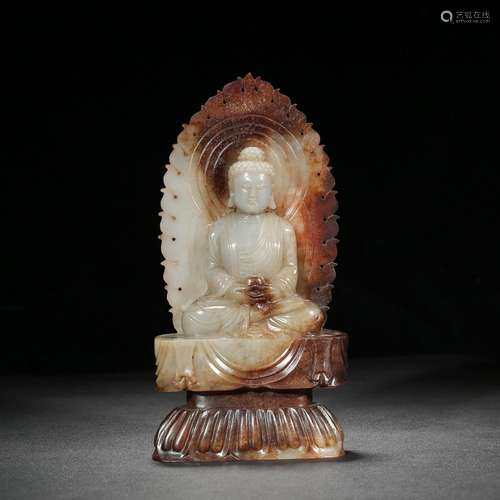 Ancient: hetian jade shakyamuni Buddha furnishing articlesSp...