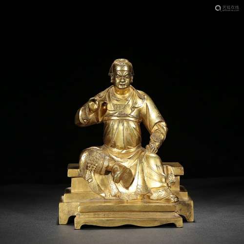 : copper and gold duke guan's statue furnishing articles...