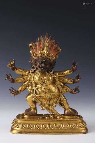 : copper and gold six arm mahath strong stands resemble18 cm...