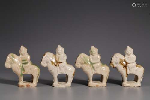 , four pieces of a set of color porcelain terracotta warrior...