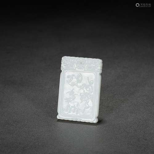 Deer: hetian jade crane with spring verse cardSpecification:...