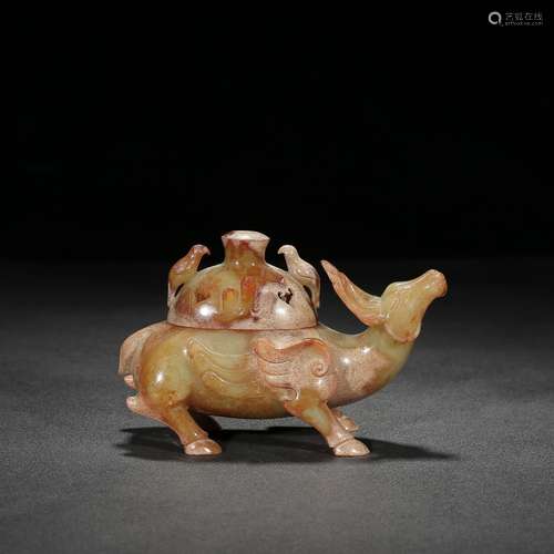 Ancient: hetian jade deer form aroma stove furnishing articl...