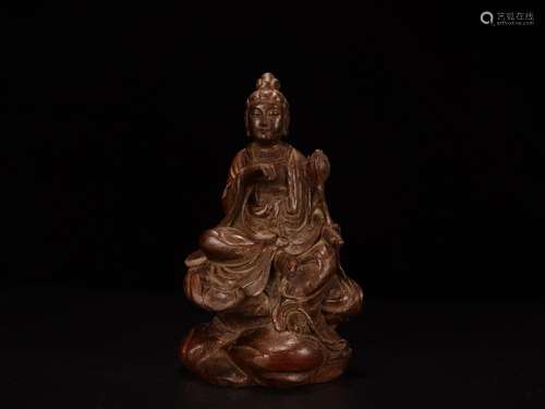 -. Bamboo. Carved lotus "guanyin" furnishing artic...