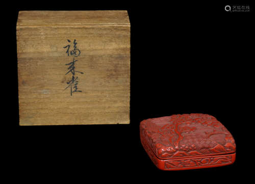 日本朱漆香盒