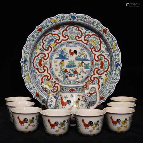 Chenghua chicken bucket color on 12 x28 tea set