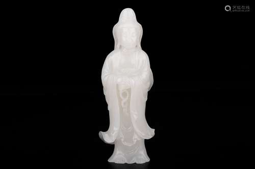 Hetian jade guanyin stands resembleSize: 6.5 * 3 * 18 cm wei...