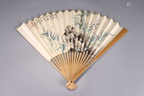 : "Wu Hufan" bamboo stone folding fan32 cm long 44...