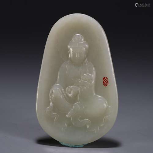 Hetian jade guanyin brandSize, long and 4.8 0.6 7.5 cm wide,...