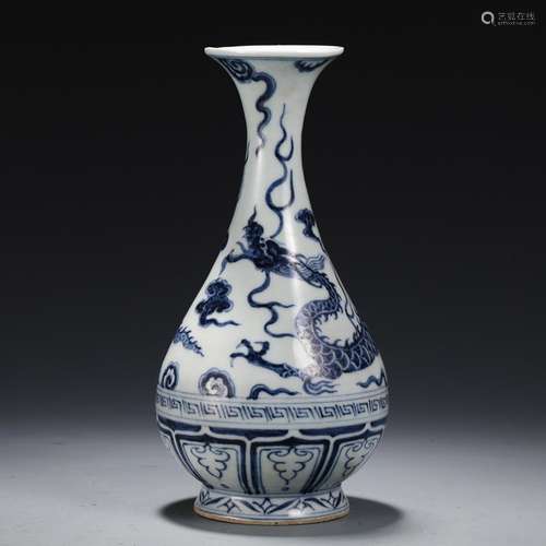 Blue and white dragon, bottleSize, 21.5 9.7 cm in diameter w...