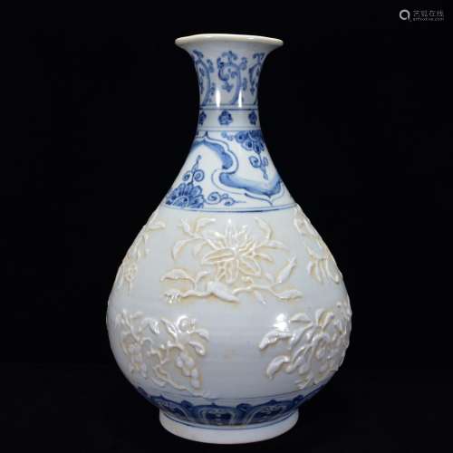 Blue and white okho spring 33 * 21 m carved flowers