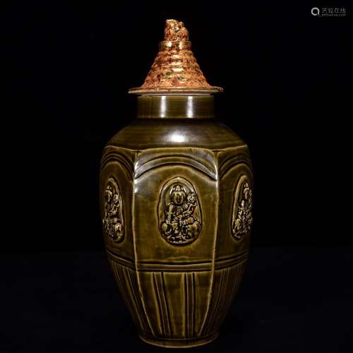 Kiln carved cover pot 29 * 14 m