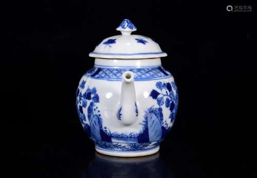 Pot of 16 * 20 m in blue and white flowers and birds