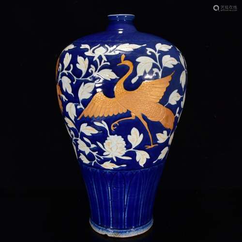 Ji blue glaze hand-cut wear peony fung mei bottle 45 * 26 m