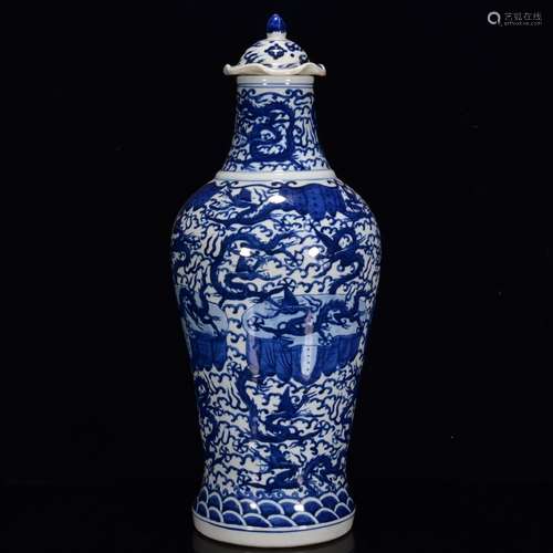 Blue and white dragon cover pot 50 years * 20 m