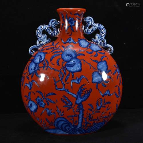 Years of red glaze porcelain of peach is flat bottles of 32 ...