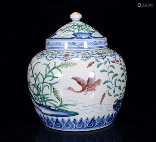 Add reed spring wild goose motifs cover canister to 26 * 22 ...