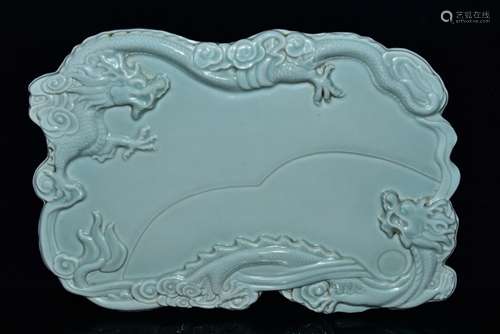 The azure glaze carving dragon tea tray 45 * 30 * 2 m