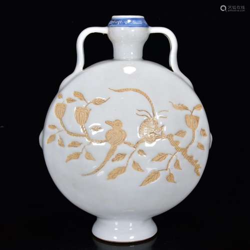 Reward add white glazed flat bottles of 28 * 22 m carved flo...