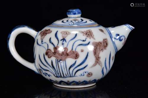 In blue and white youligong red fish pot of 9 * 14 m