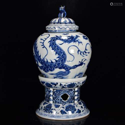 Blue and white dragon cover pot 50 * 25 m (a)